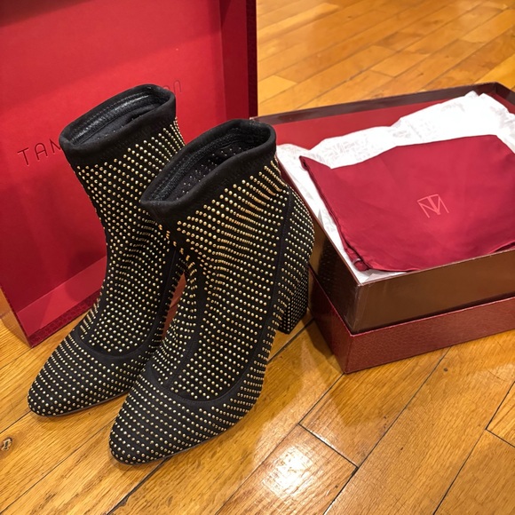 Tamara Mellon Attraction Micro Studs Suede Boots 37.5 - Picture 1 of 10